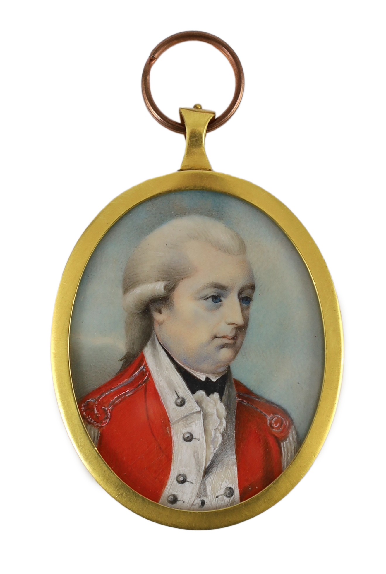 English School c.1800, Portrait miniature of an Irish army officer, watercolour on ivory, 4.75 x 3.75cm